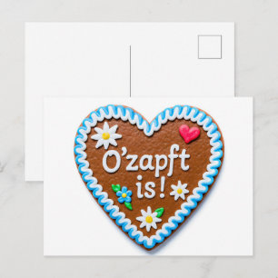 Gingerbread Heart with Oktoberfest Greeting Holiday Postcard