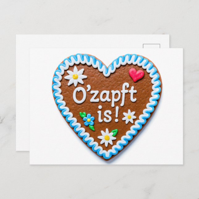 Gingerbread Heart with Oktoberfest Greeting Holiday Postcard (Front/Back)