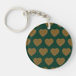 Gingerbread Hearts Keychain (Green & Brown)
