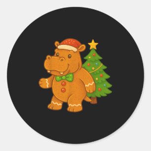 Gingerbread Hip Santa Hat Christmas Tree Hiptamus Classic Round Sticker
