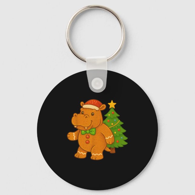 Gingerbread Hip Santa Hat Christmas Tree Hiptamus  Keychain (Front)