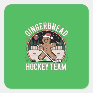 Gingerbread Hockey Team Digital Art Design Square Sticker