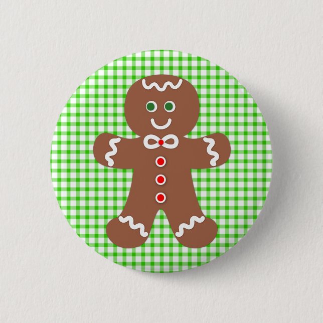 Gingerbread Holiday Boy 2 Inch Round Button (Front)