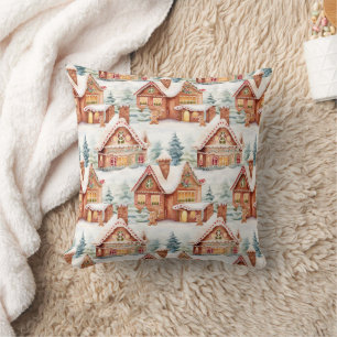 Gingerbread Holiday Christmas Pattern Throw Pillow