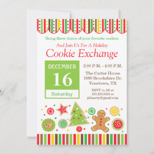Gingerbread Holiday Cookie Exchange Invitation