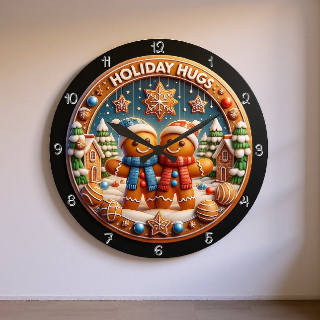 Gingerbread Holiday Hugs Large Clock (Creator Uploaded)
