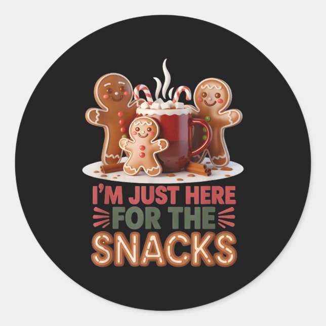 Gingerbread Holiday Snacks Funny Christmas  Classic Round Sticker (Front)