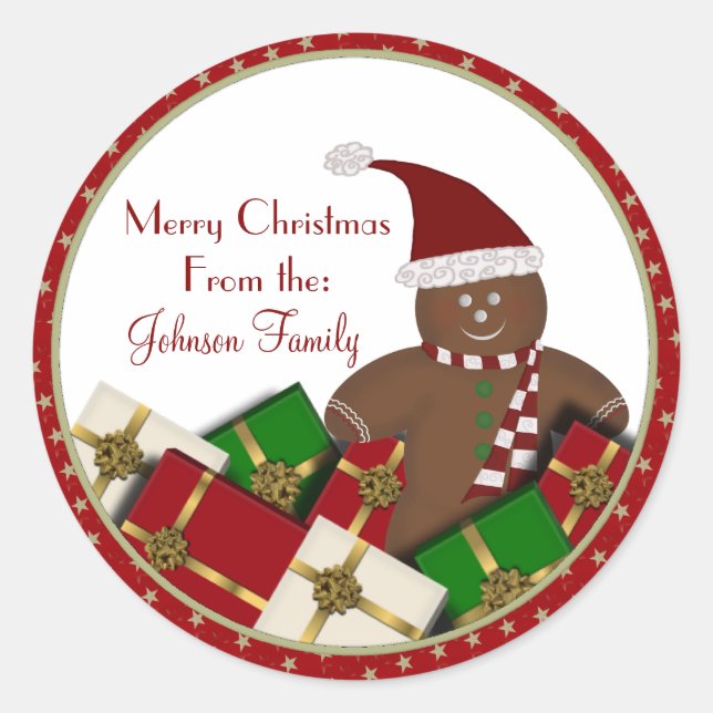 Gingerbread Homme Noël Étiquettes (Devant)