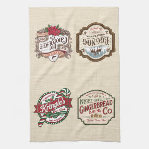 Gingerbread Hot Chocolate Candy Eggnog Christmas Kitchen Towel