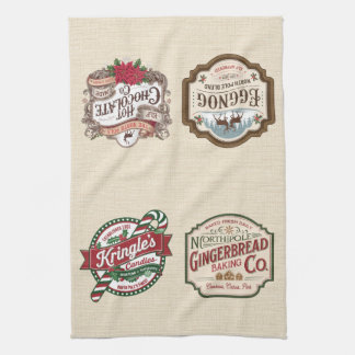 Gingerbread Hot Chocolate Candy Eggnog Christmas Kitchen Towel