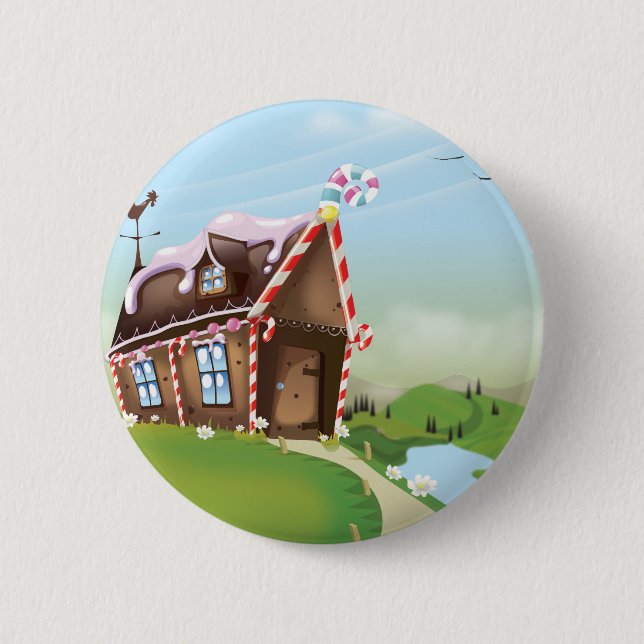 Gingerbread house 2 inch round button (Front)