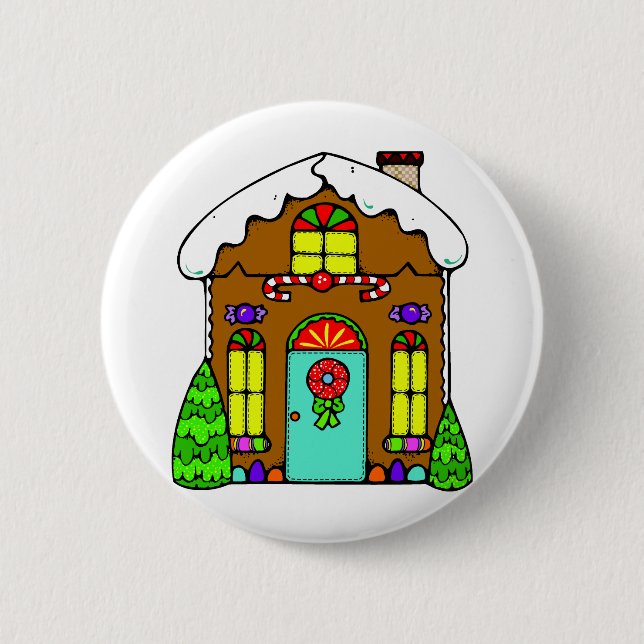 Gingerbread House 2 Inch Round Button (Front)