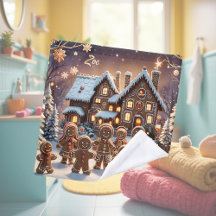 Gingerbread house and cute gingerbread family