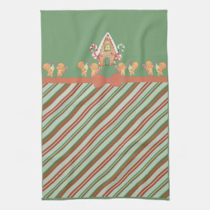 Gingerbread House and Gingerbread Men Kitchen Towe Towel