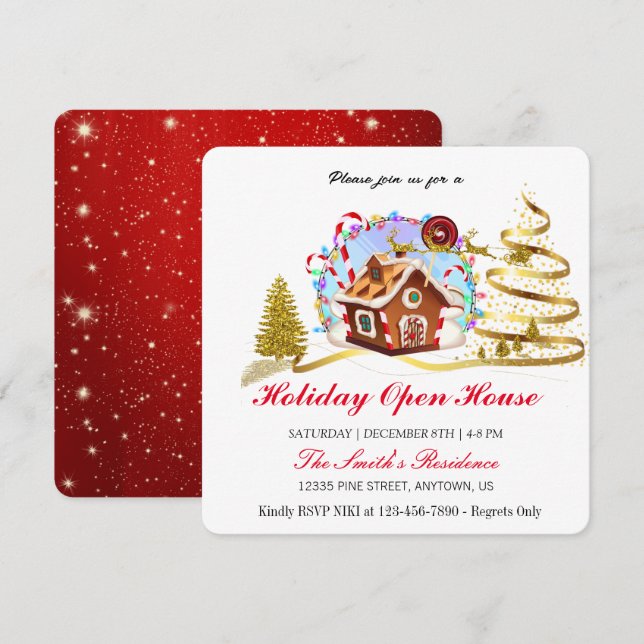 Gingerbread House and Golden Santa Claus Holiday  (Front/Back)