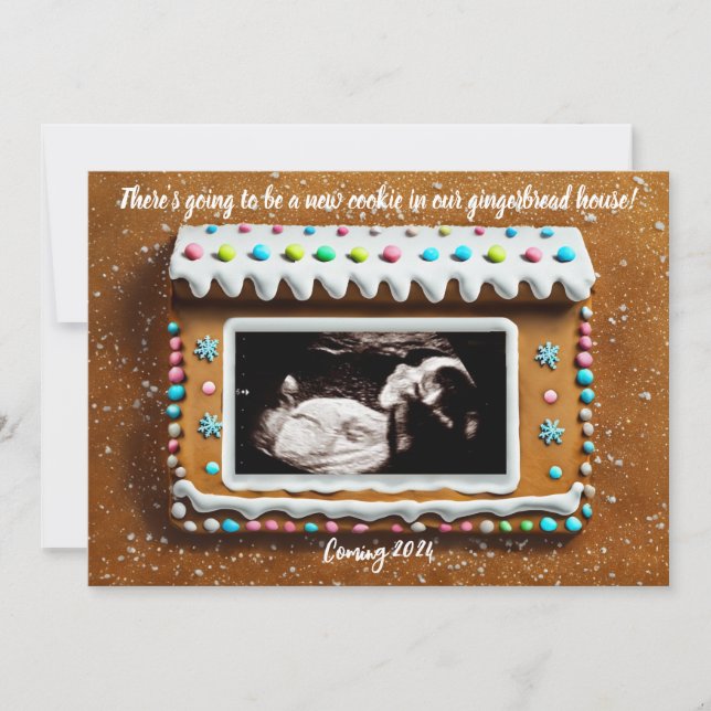 Gingerbread House Baby Ultrasound Pregnancy  Announcement (Front)