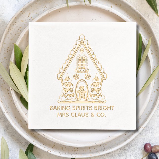 Gingerbread House Baking Corporate Christmas Foil Napkins (Creator Uploaded)