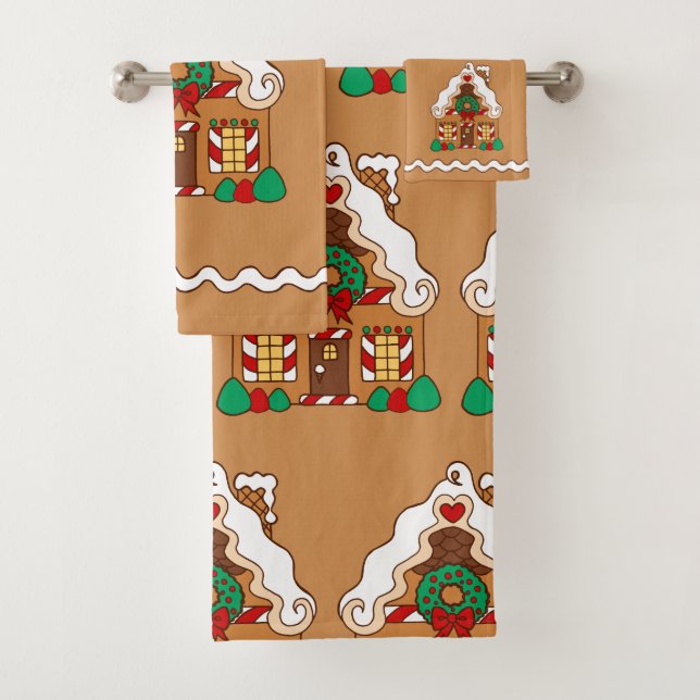Gingerbread House Bathroom Towels Set (Insitu)