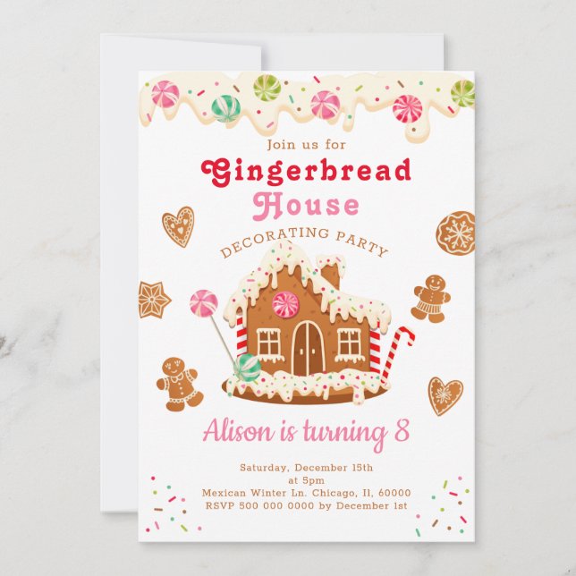 Gingerbread House Birthday Party Invitation (Front)