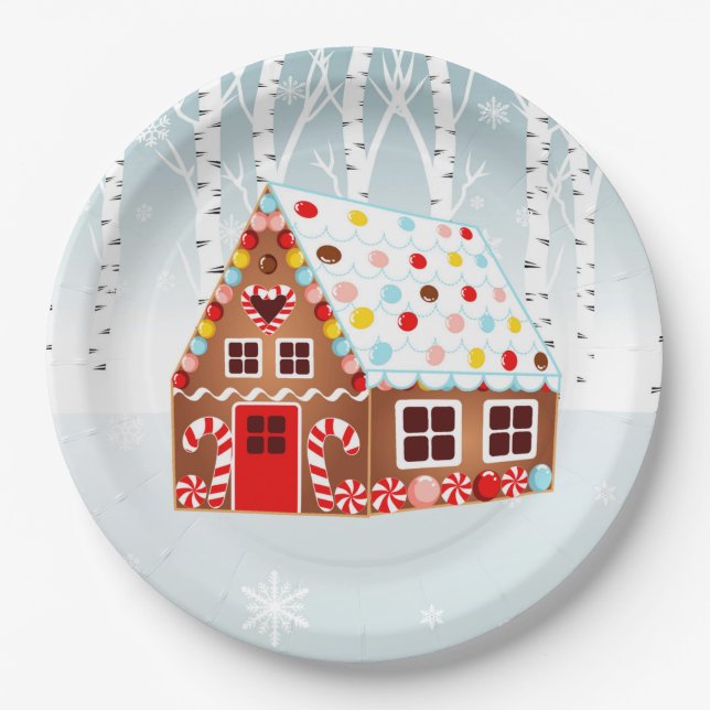 Gingerbread House Birthday Party Plate (Front)