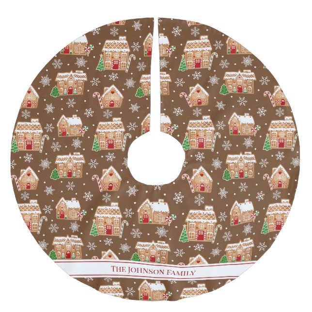 Gingerbread House Brushed Polyester Tree Skirt (Front)