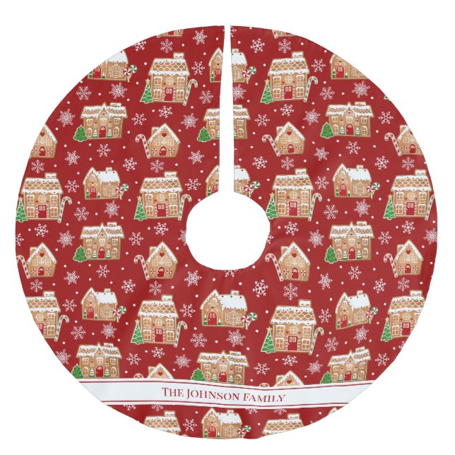 Gingerbread House Brushed Polyester Tree Skirt (Front)