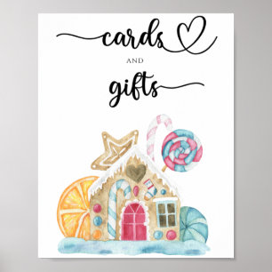 Gingerbread house - cards and gifts baby shower poster