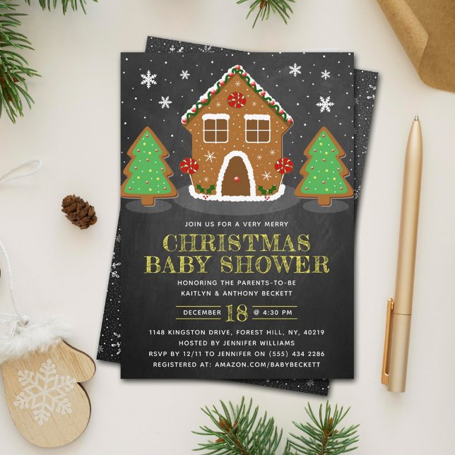Gingerbread House Christmas Baby Shower Invitation (Creator Uploaded)