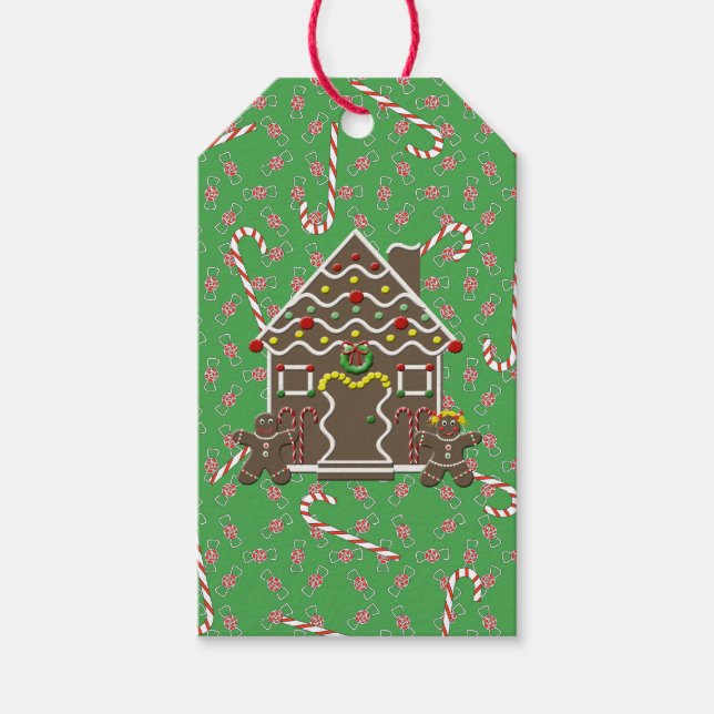 Gingerbread House Christmas Candy Gift Tags (Front)