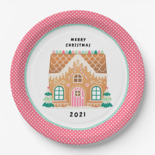 Gingerbread House Christmas Cookie Exchange Pap Paper Plate