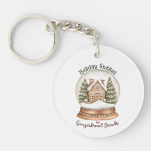 Gingerbread House Christmas Holiday Snow Globe Keychain