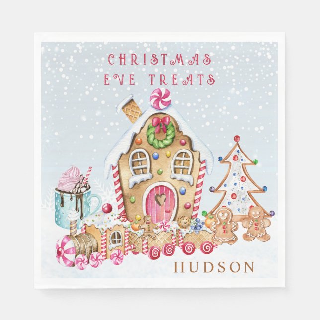 Gingerbread House Christmas Napkin (Front)