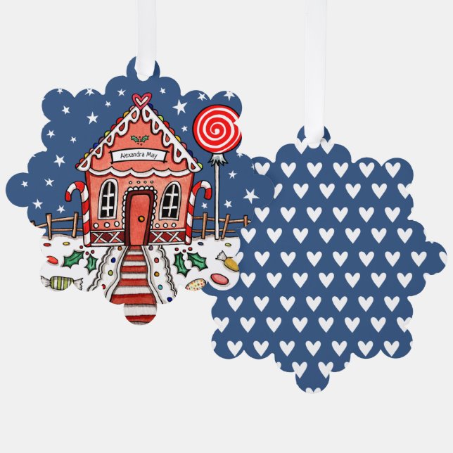 Gingerbread House Christmas Ornament Card (Front/Back)