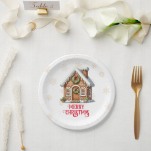 Gingerbread House Christmas Paper Plate