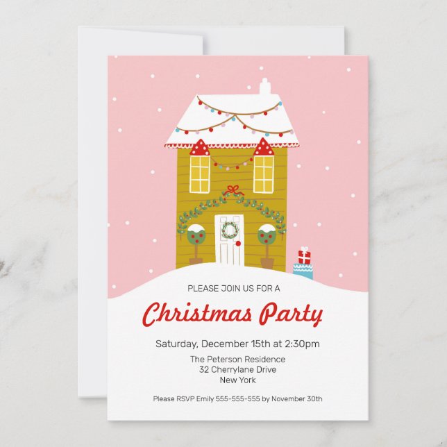 Gingerbread House Christmas Party Invitation (Front)