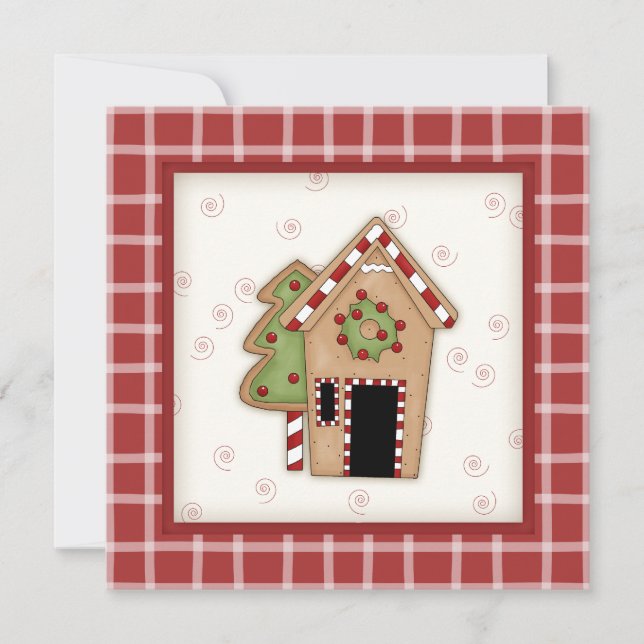 Gingerbread House Christmas Party Invitations (Front)