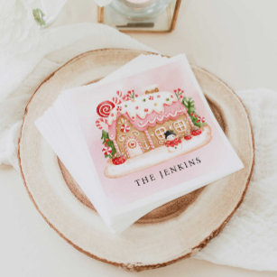 Gingerbread House Christmas Party Napkin
