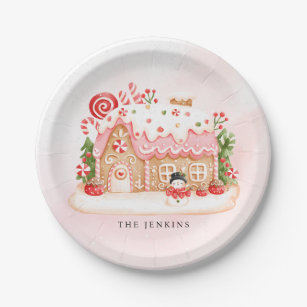 Gingerbread House Christmas Party Paper Plate