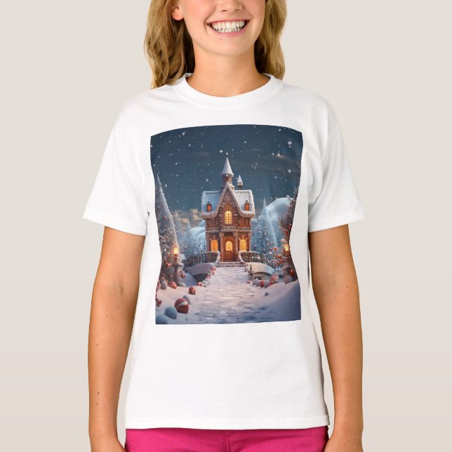 Gingerbread House Christmas T-Shirt (Front)