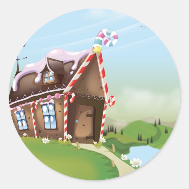 Gingerbread house classic round sticker (Front)