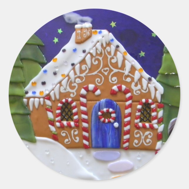 Gingerbread House Classic Round Sticker (Front)