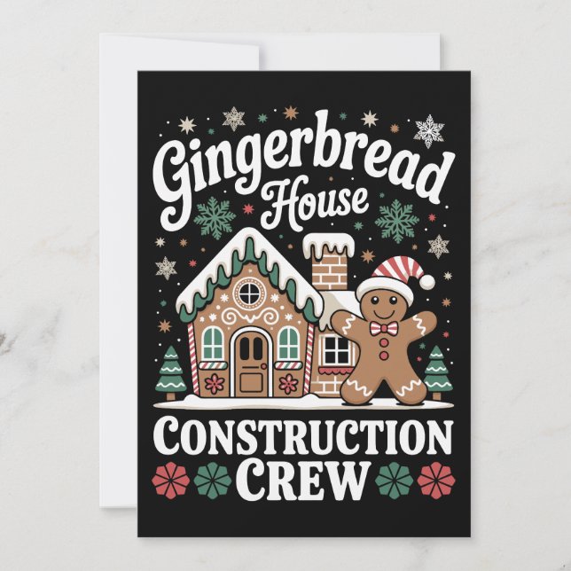 Gingerbread House Construction Crew Christmas Xmas Holiday Card (Front)
