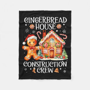 Gingerbread House Construction Crew Cookie Baking Fleece Blanket