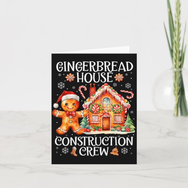 Gingerbread House Construction Crew Cookies Baking Card (Front)