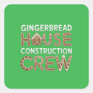 Gingerbread House Construction Crew Digital Art Square Sticker