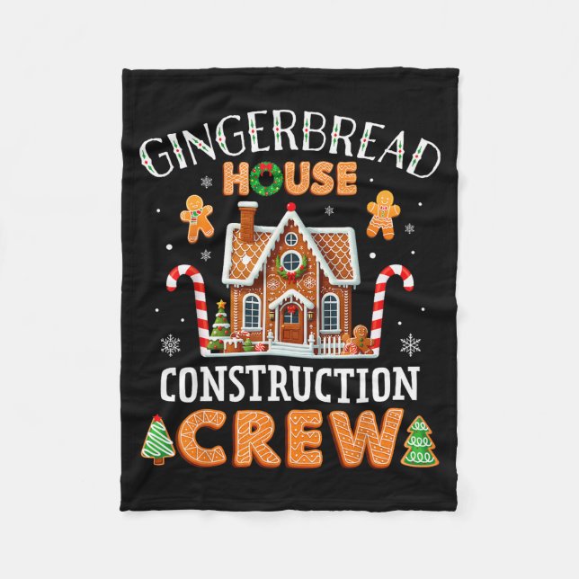 Gingerbread House Construction Crew Kids Men Women Fleece Blanket (Front)
