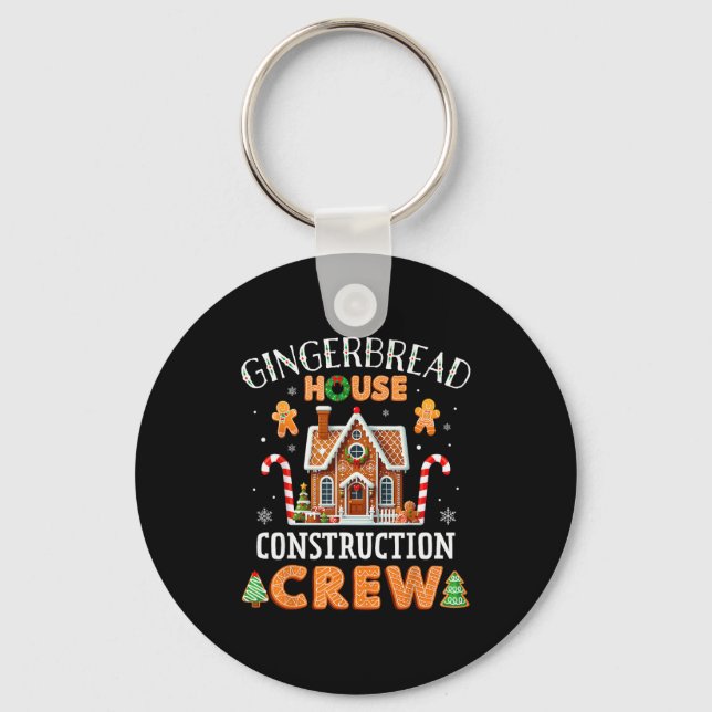 Gingerbread House Construction Crew Kids Men Women Keychain (Front)