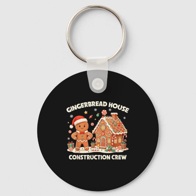 Gingerbread House Construction Crew Kids Men Women Keychain (Front)