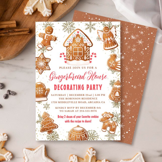 Gingerbread House Cookie Decorating Party Holiday Invitation (Creator Uploaded)