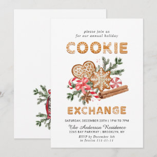 Gingerbread House Cookie Exchange Christmas Party Invitation